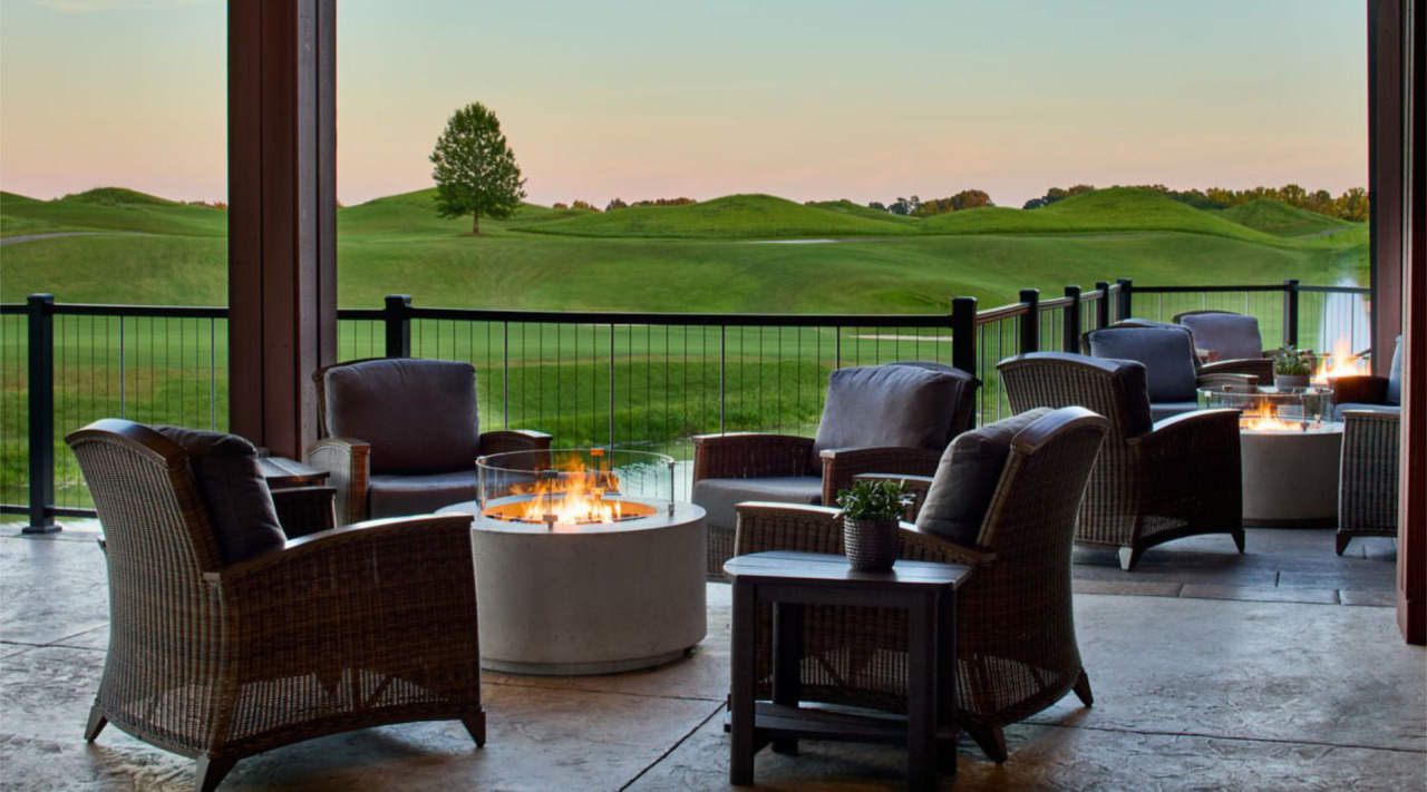 patio by golf course